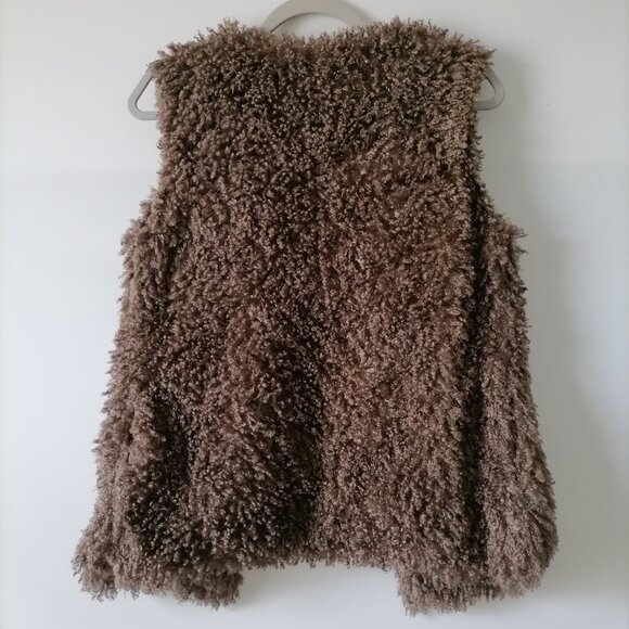 Altar'd State Womens Brown Open Front Faux Fur Sleeveless Vest Size Small - Picture 5 of 8
